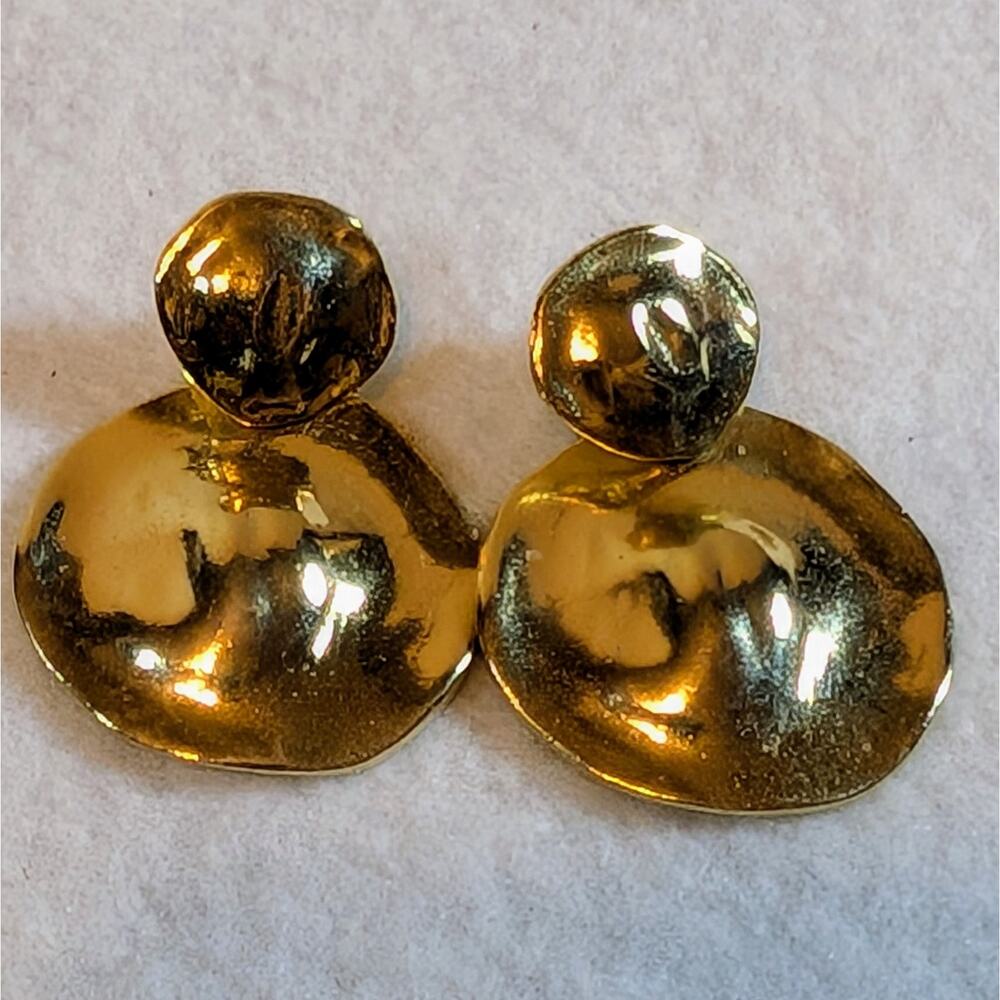 Vintage Gold Tone Clip On Dangling Earrings